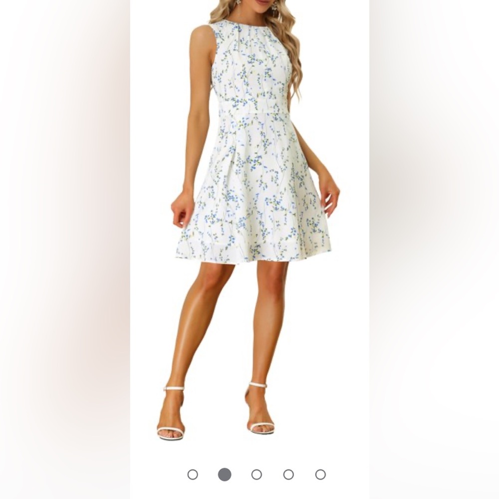 Maison Jules White Floral Fit-and-Flare Skater Skirt
